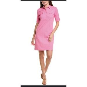 J McLaughlin Lawrence Dress Size L Catalina Cloth Pink Honeycomb Stretch